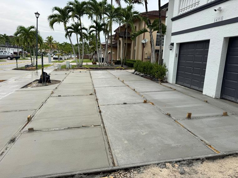 Poured concrete slabs